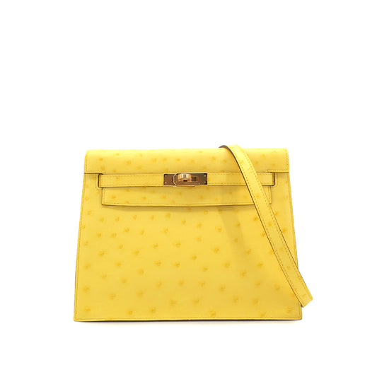 HERMES KELLY DANCE2 JAUNE CITRON OSTRICH 4WAY BAG Y RGHW 90301659