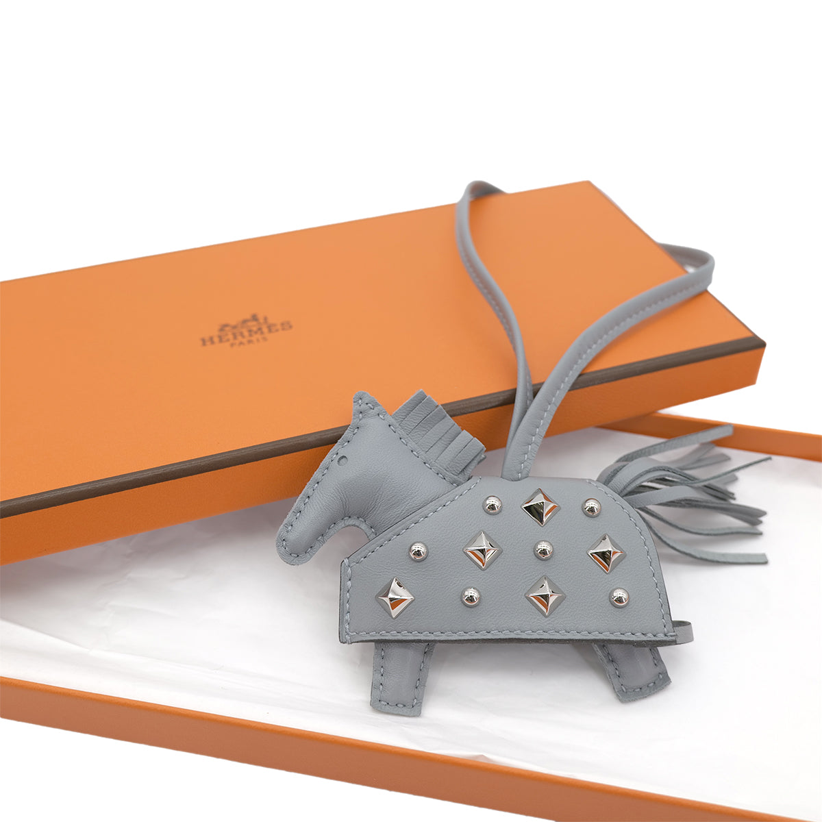 HERMES BAG CHARM RODEO ROBEO ROCK PM GRIS PANTIN SWIFT K 90301661