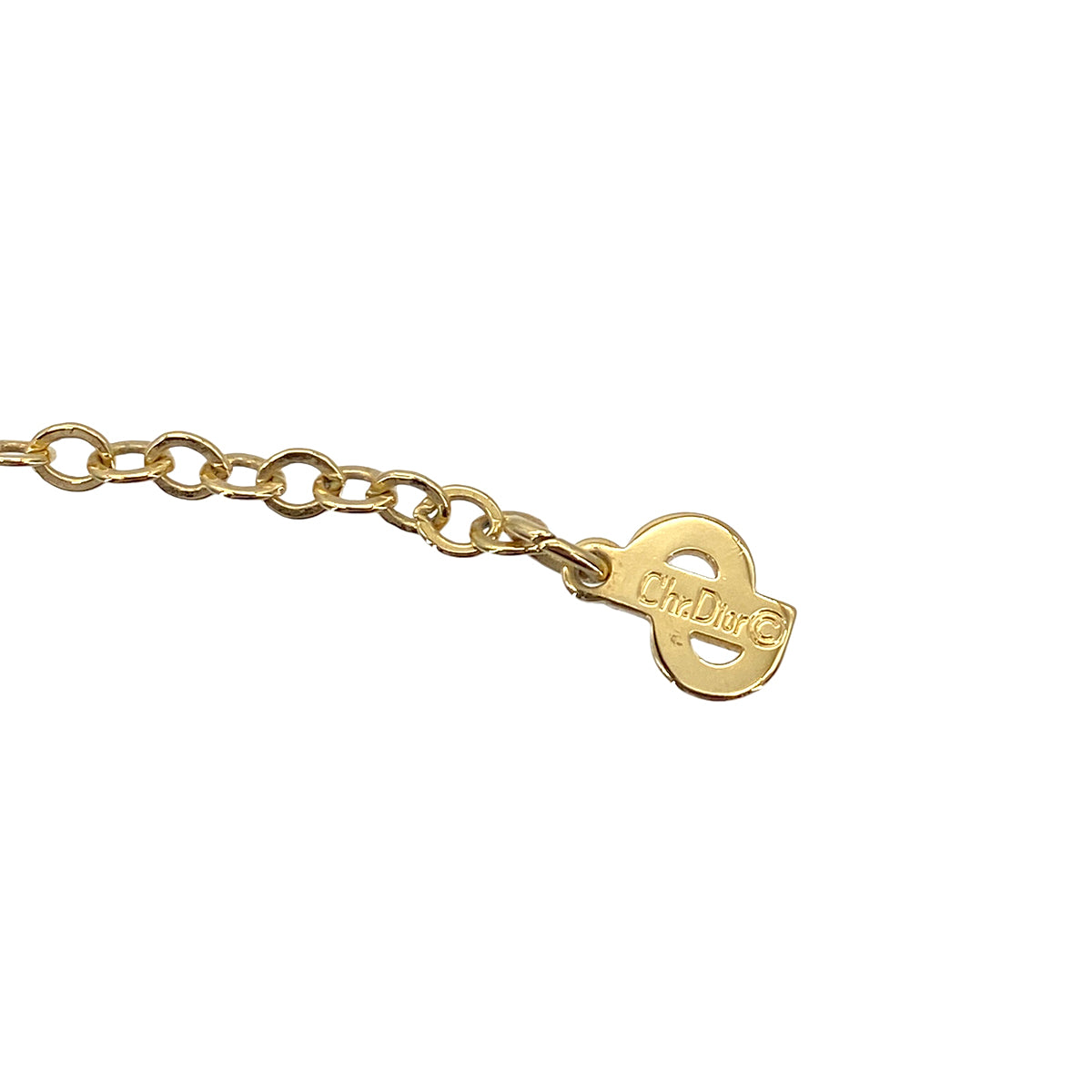 CHRISTIAN DIOR NECKLACE LOGO HEART RHINESTONE GOLD ACCESSORY 90301662