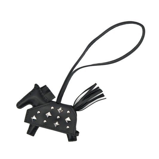 HERMES BAG CHARM RODEO ROBEO ROCK PM BLACK AGNEAU MILO K 90301666