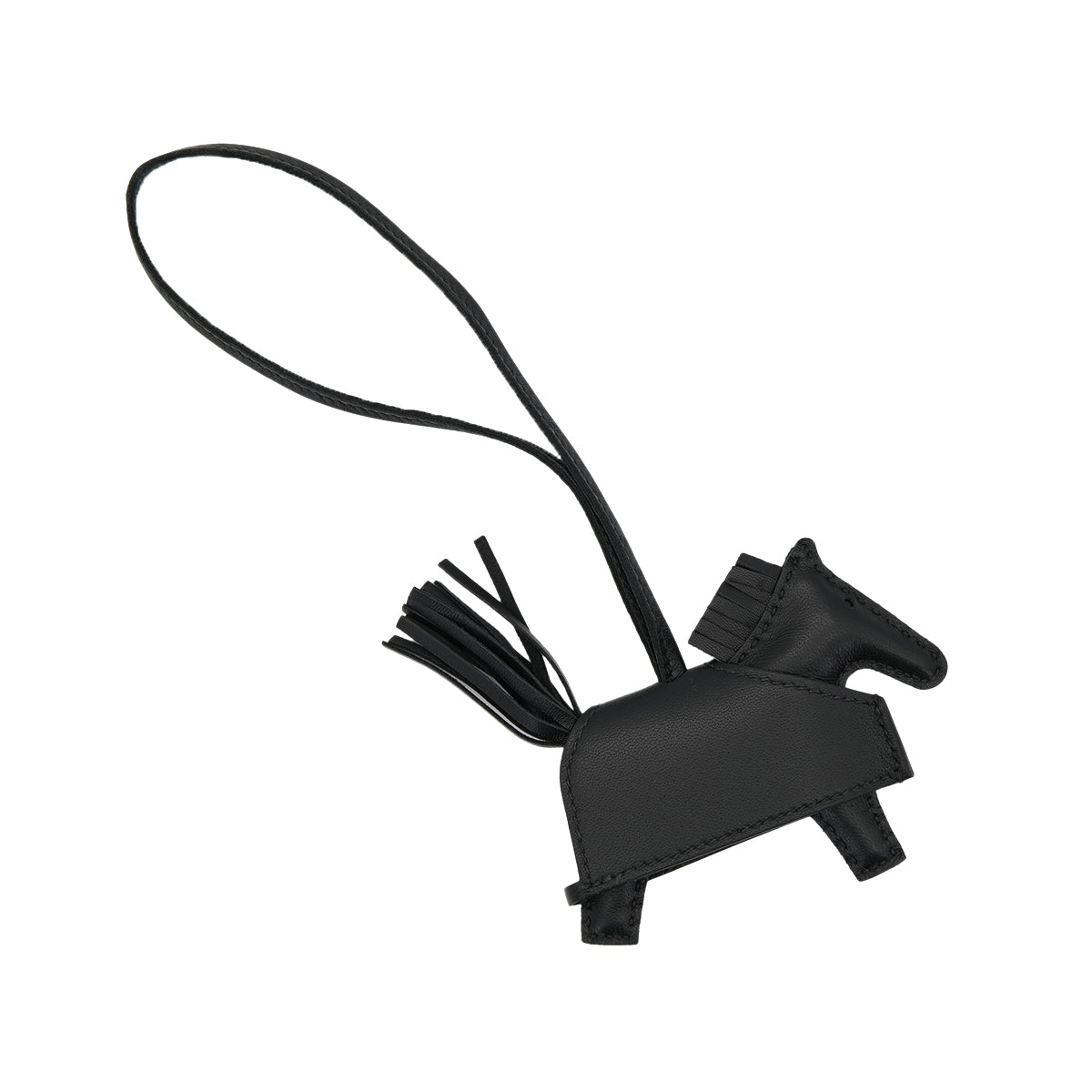 HERMES BAG CHARM RODEO ROBEO ROCK PM BLACK AGNEAU MILO K 90301666