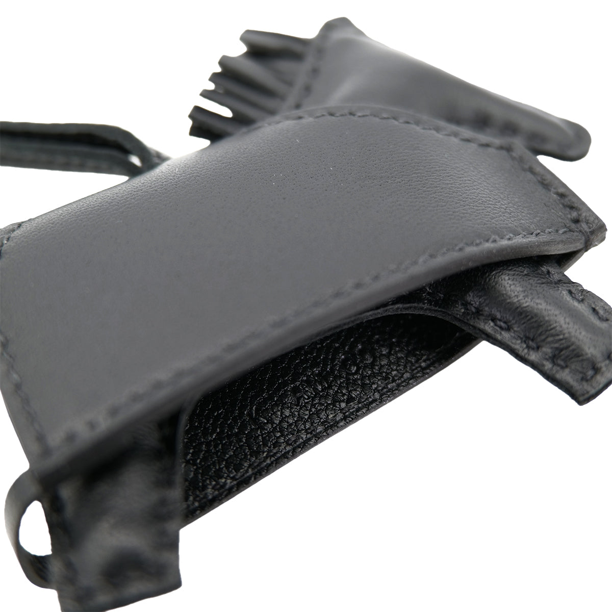 HERMES BAG CHARM RODEO ROBEO ROCK PM BLACK AGNEAU MILO K 90301666