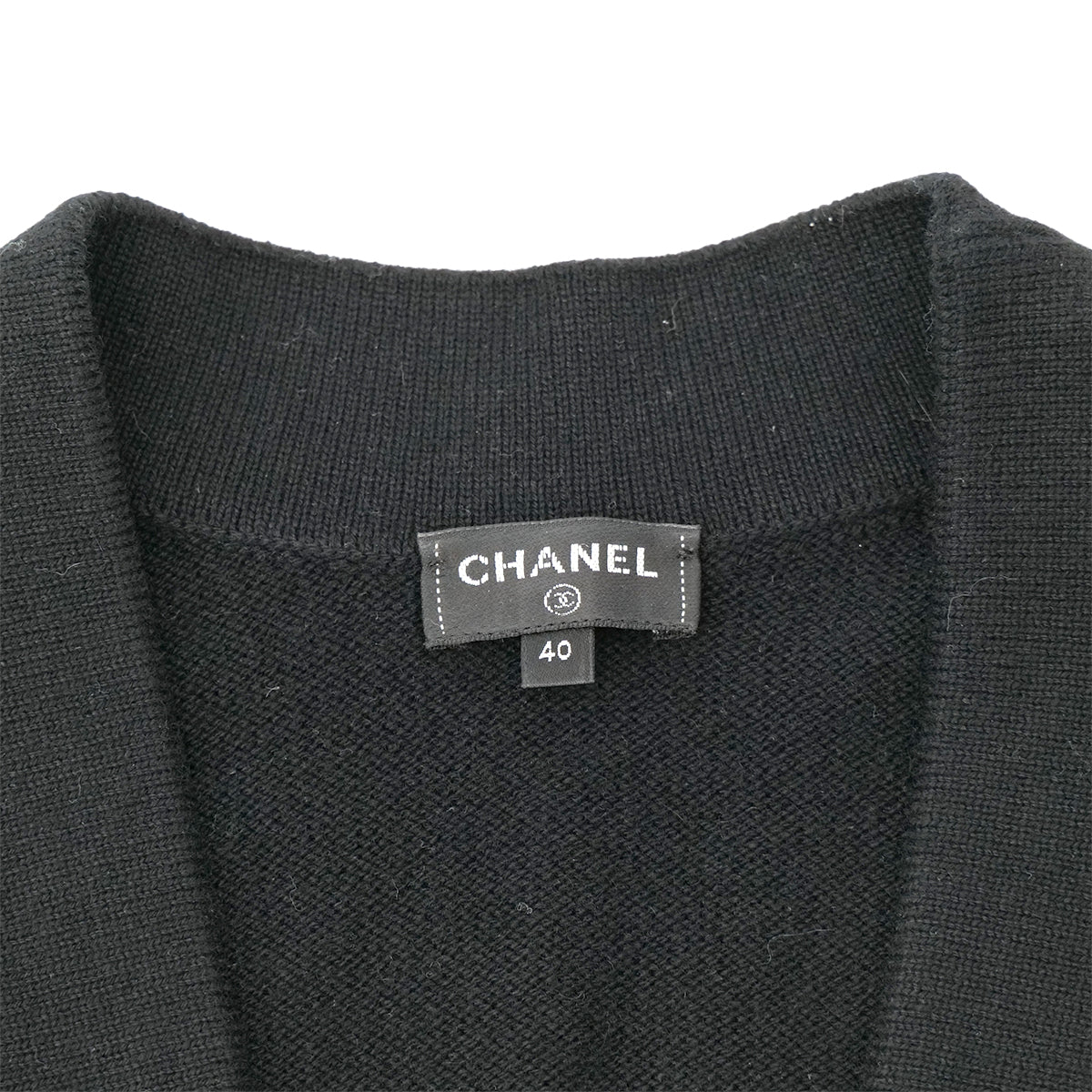 CHANEL COCOMARK BIJOU BUTTON KNIT VEST BLACK CASHMERE 40 P73 RTW 90301668