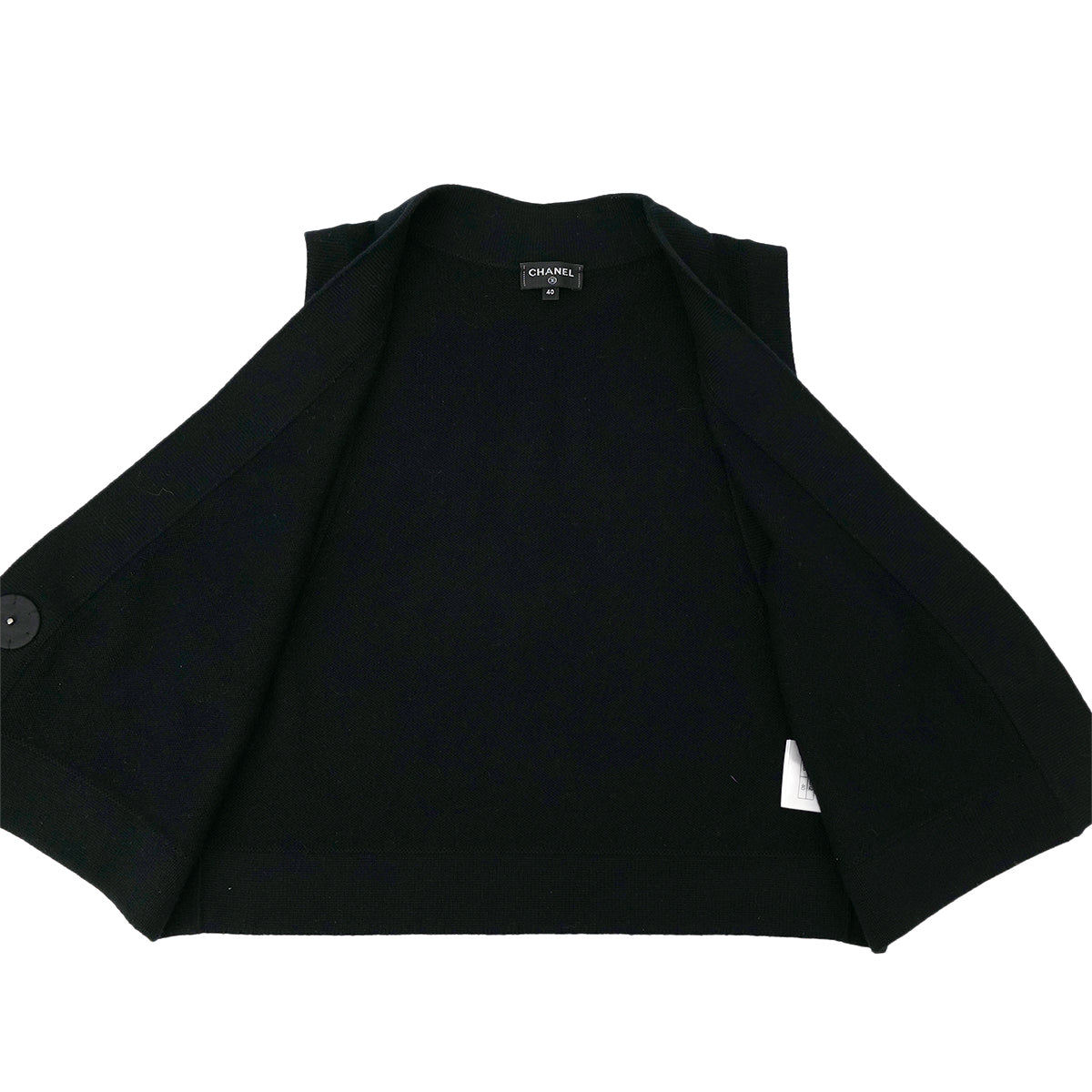 CHANEL COCOMARK BIJOU BUTTON KNIT VEST BLACK CASHMERE 40 P73 RTW 90301668