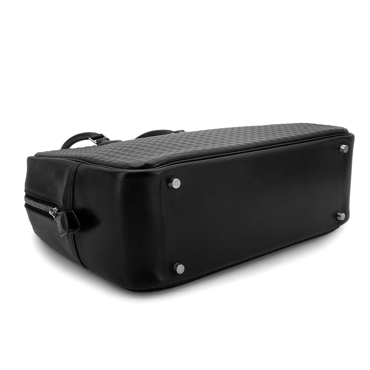 HERMES PLUME 32 HAND BAG WAFFLE DEUTCH BLACK □G SHW 90301694