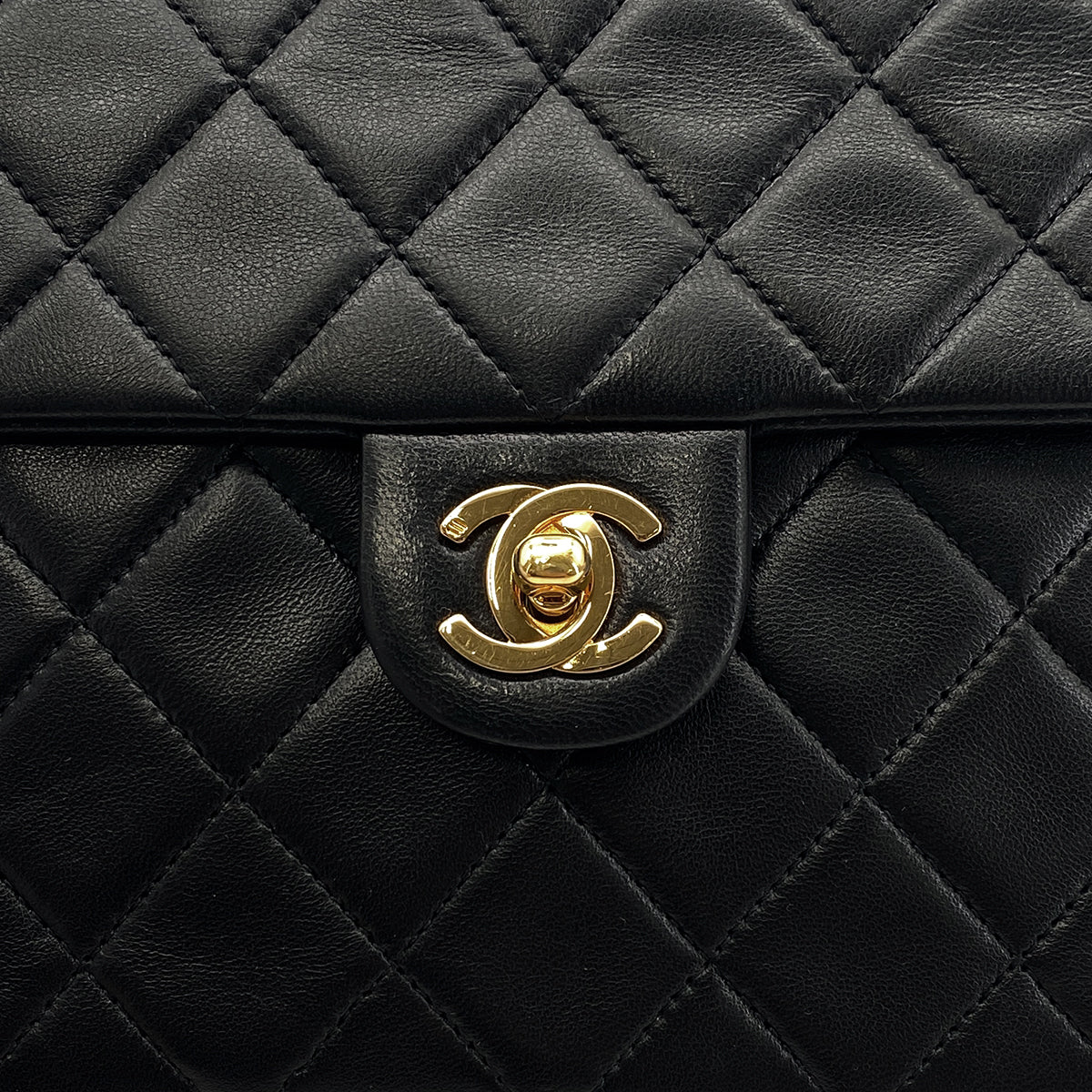 CHANEL VINTAGE MINI MATELASSE CHAIN SHOULDER BAG BLACK LAMB SKIN 90301695