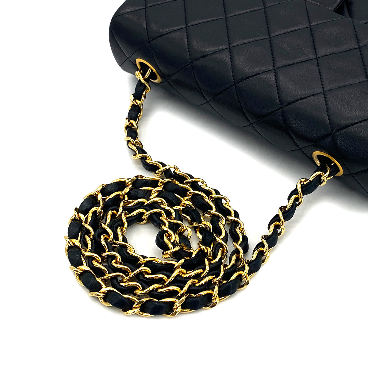 CHANEL VINTAGE MINI MATELASSE CHAIN SHOULDER BAG BLACK LAMB SKIN 90301695