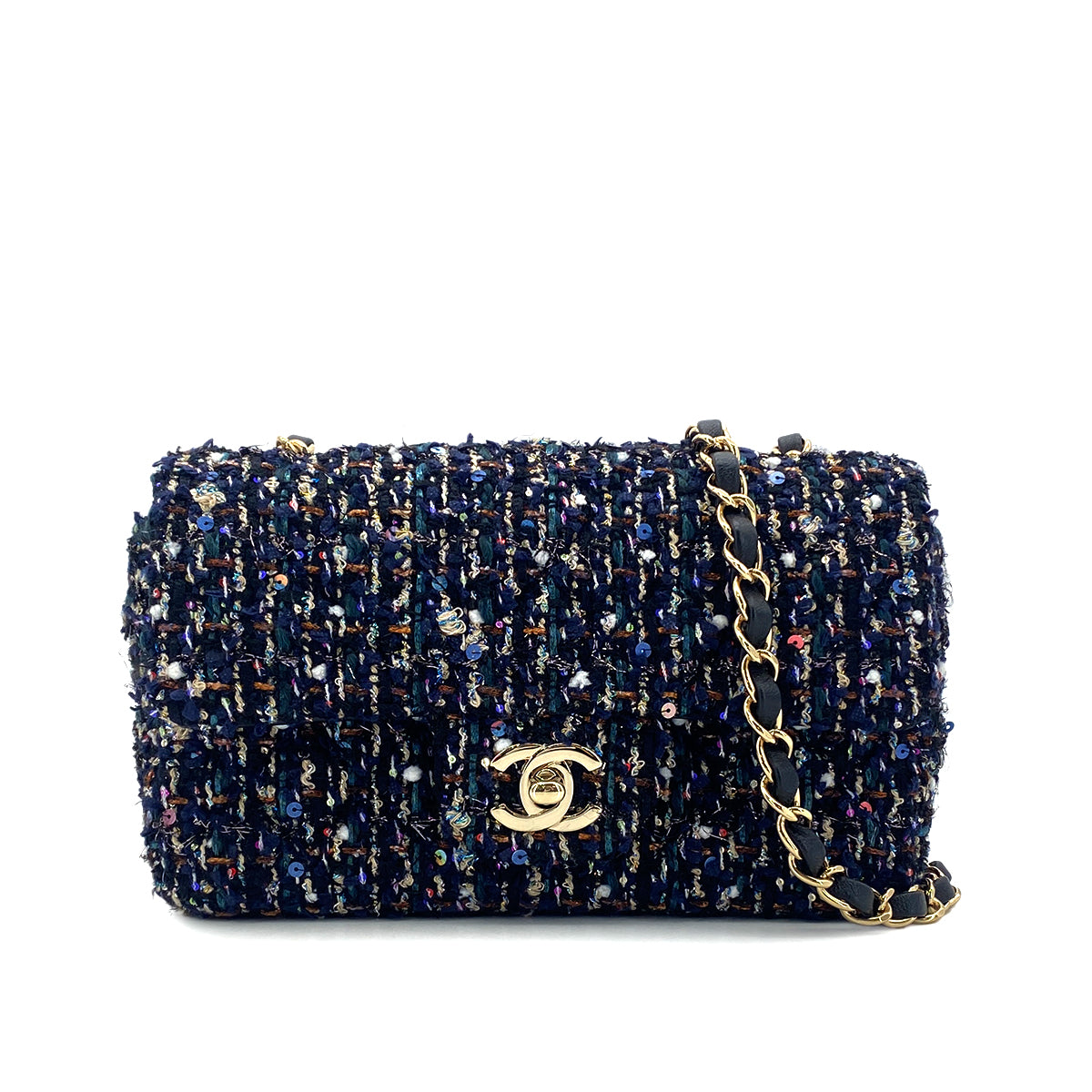 CHANEL MINI MATELASSE 20 CHAIN SHOULDER BAG MULTICOLOR TWEED 90301697