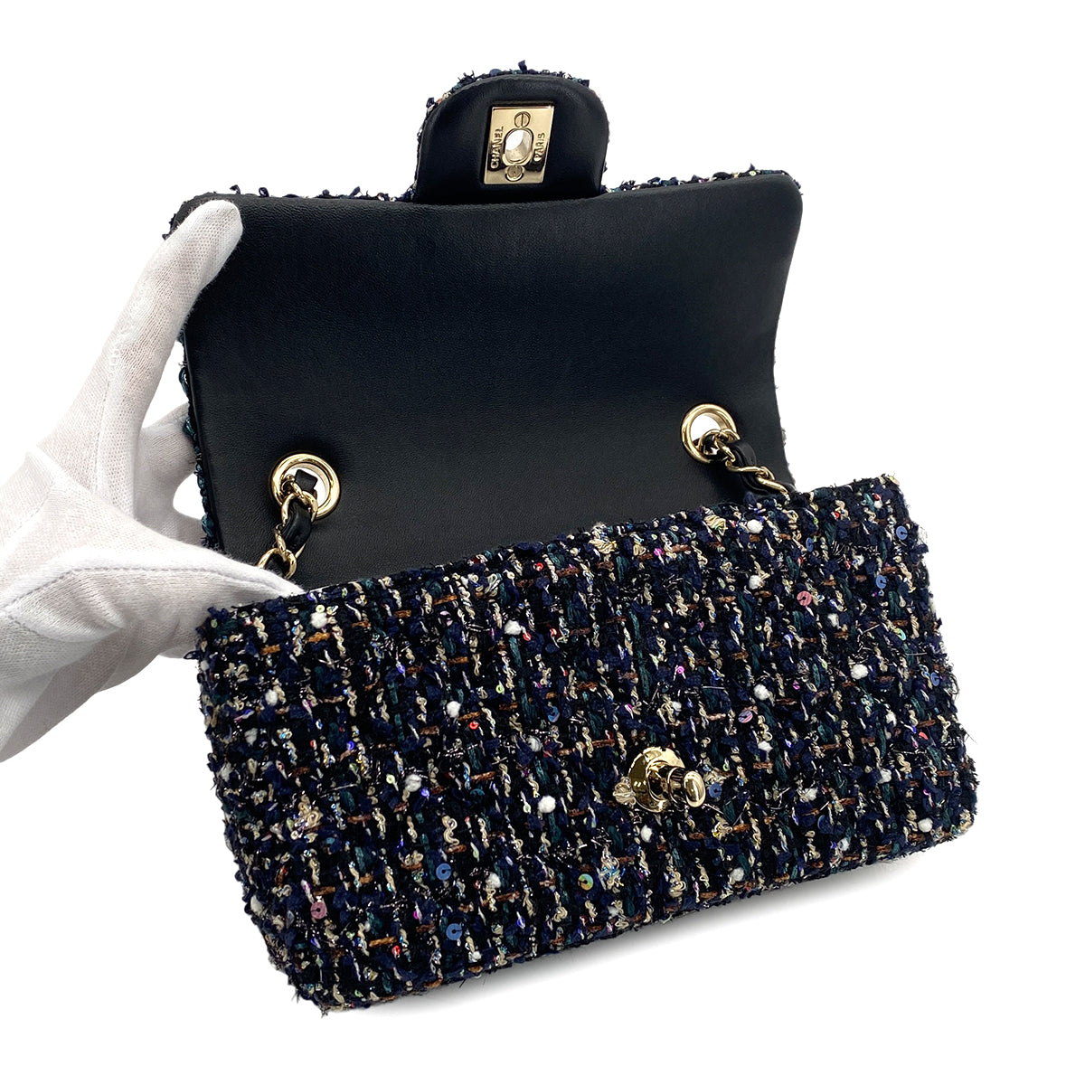 CHANEL MINI MATELASSE 20 CHAIN SHOULDER BAG MULTICOLOR TWEED 90301697