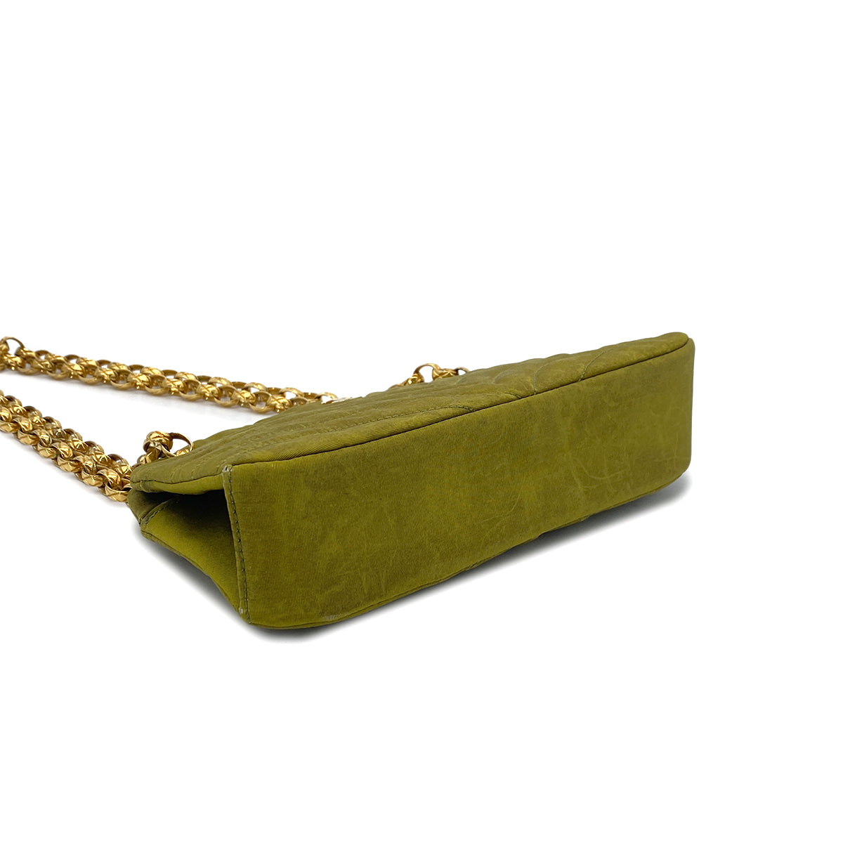 CHANEL VINTAGE BIJOU CHAIN SHOULDER BAG KAHKI CANVAS 90301698