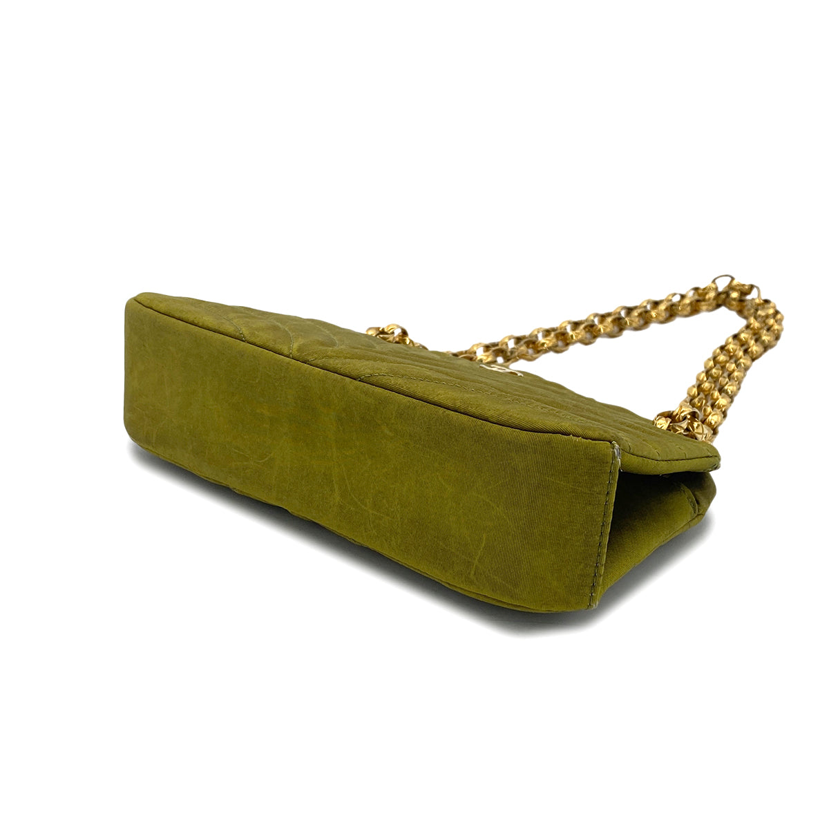 CHANEL VINTAGE BIJOU CHAIN SHOULDER BAG KAHKI CANVAS 90301698