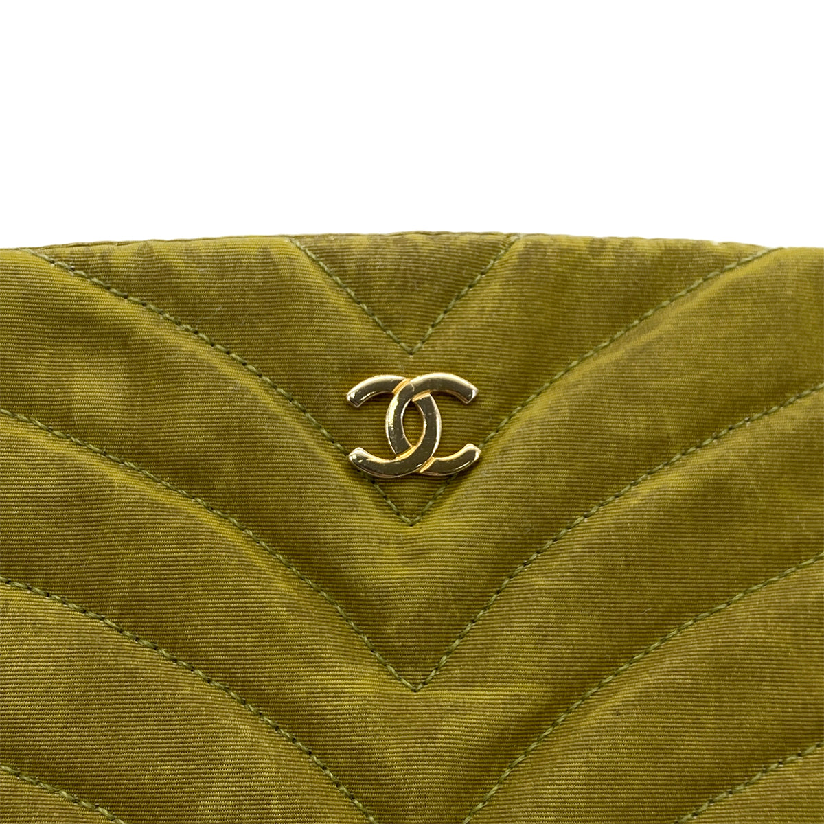 CHANEL VINTAGE BIJOU CHAIN SHOULDER BAG KAHKI CANVAS 90301698