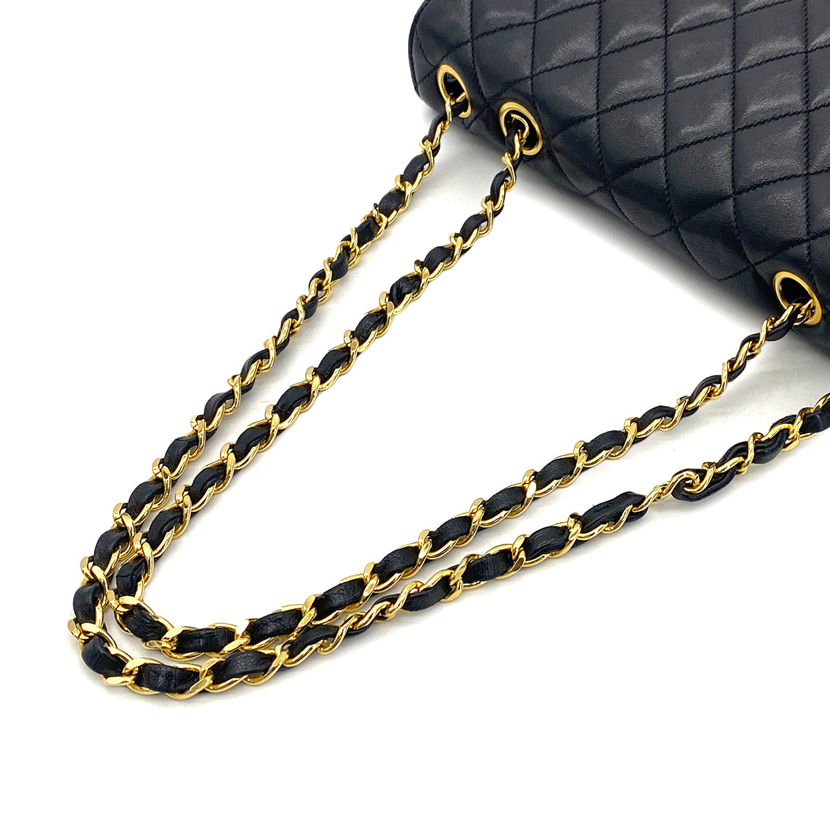 CHANEL VINTAGE MATELASSE CHAIN SHOULDER BAG BLACK LAMB SKIN 90301699