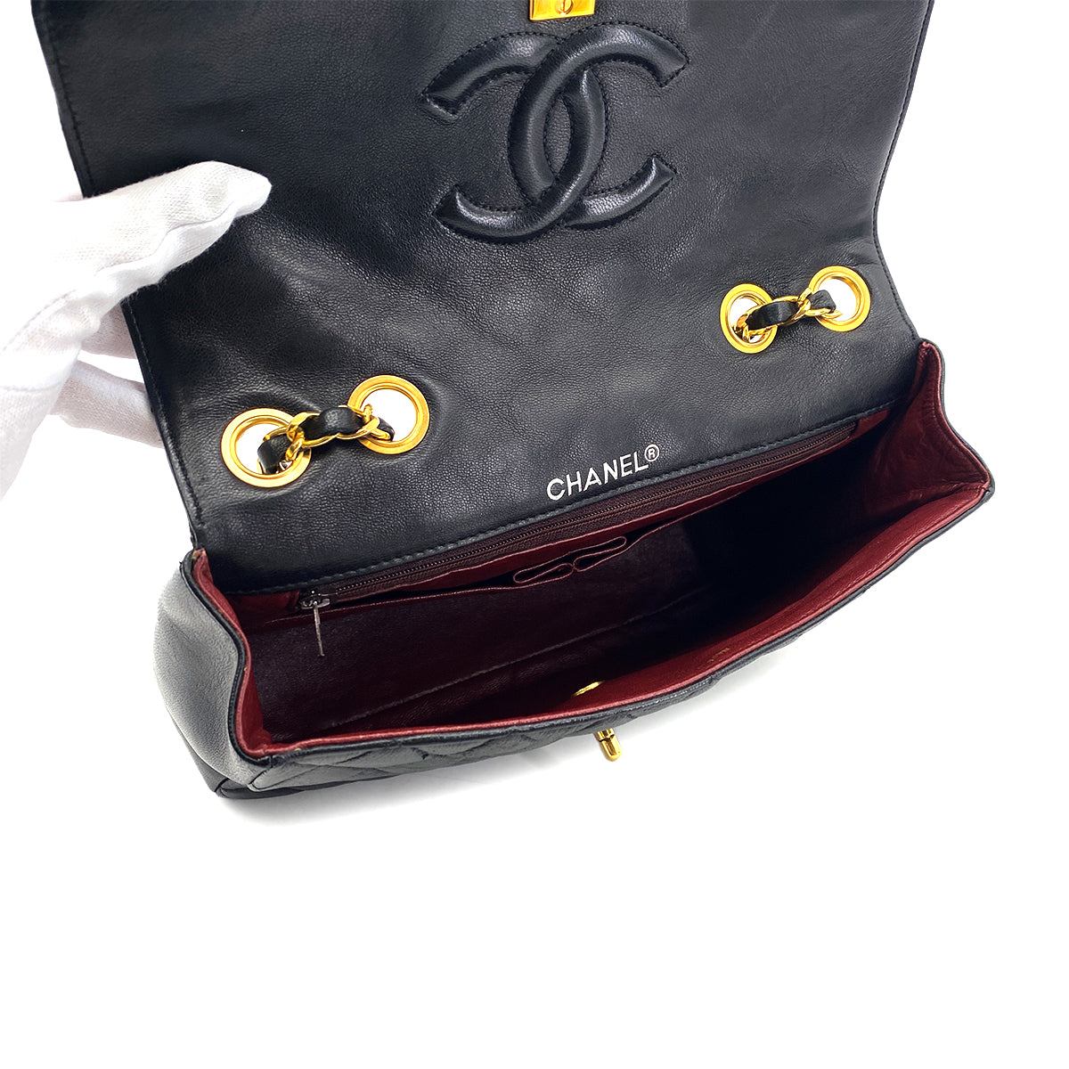 CHANEL VINTAGE MATELASSE CHAIN SHOULDER BAG BLACK LAMB SKIN 90301699