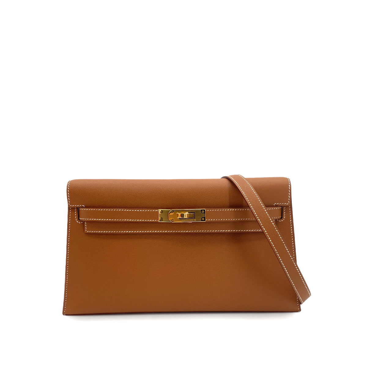 HERMES KELLY ELAN GOLD VEAU MADAME CLUTCH SHOULDER BAG B GHW 90301704