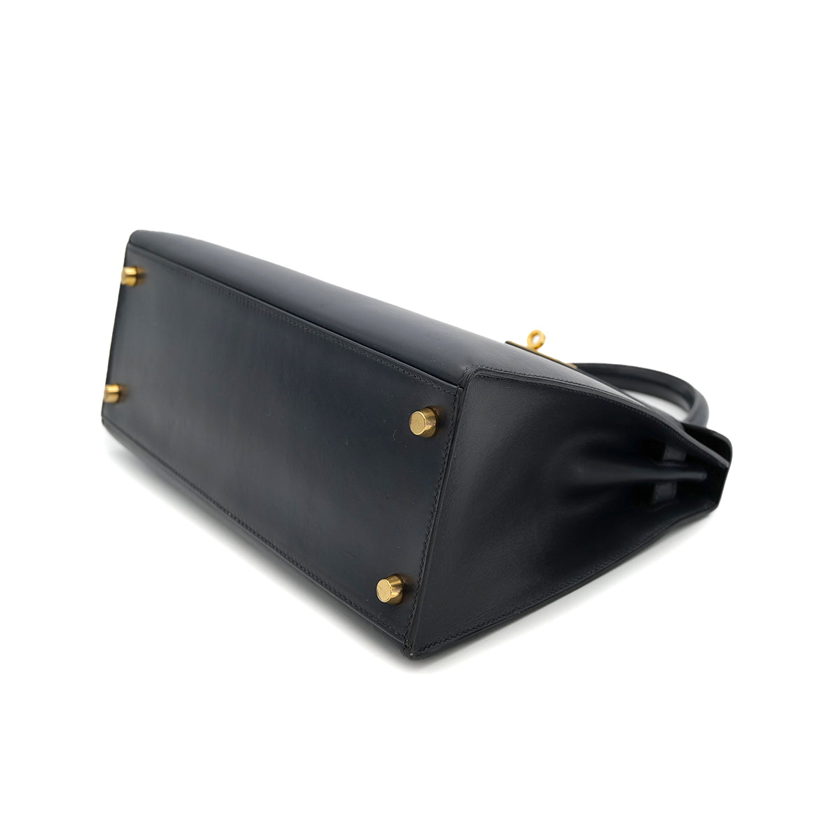 HERMES KELLY 28 SELLIER BLUE INDIGO BOXCALF HAND SHOULDER BAG □C GHW 90301712