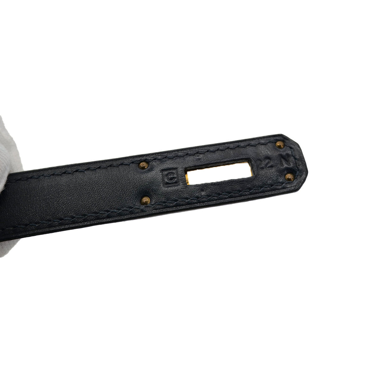 HERMES KELLY 28 SELLIER BLUE INDIGO BOXCALF HAND SHOULDER BAG □C GHW 90301712