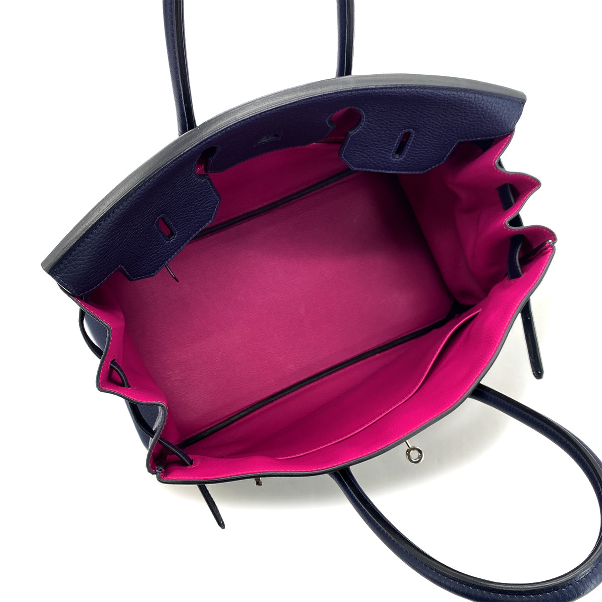 HERMES BIRKIN 35 VERSO BLUE NUIT ROSE PURPLE TAURILLON CLEMENCE HAND BAG A SHW 90301713
