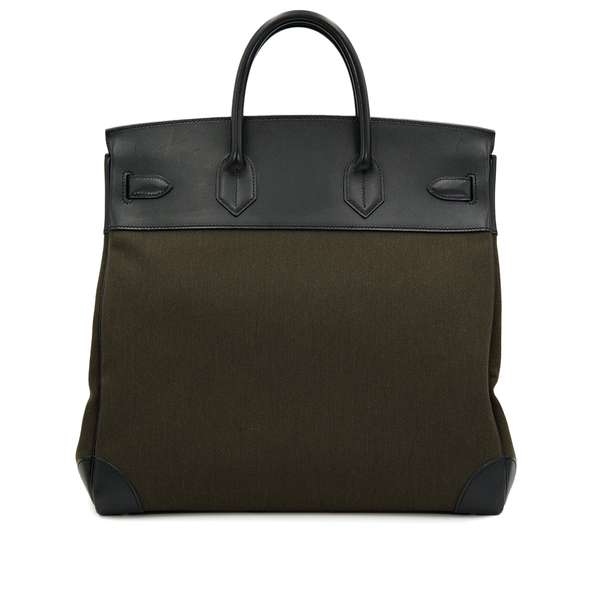 HERMES HAUT A COURROIES 40 BLACK VERT MAQUIS EVERCOLOR TOILE OFFICIER HAND BAG Z SHW 90301717