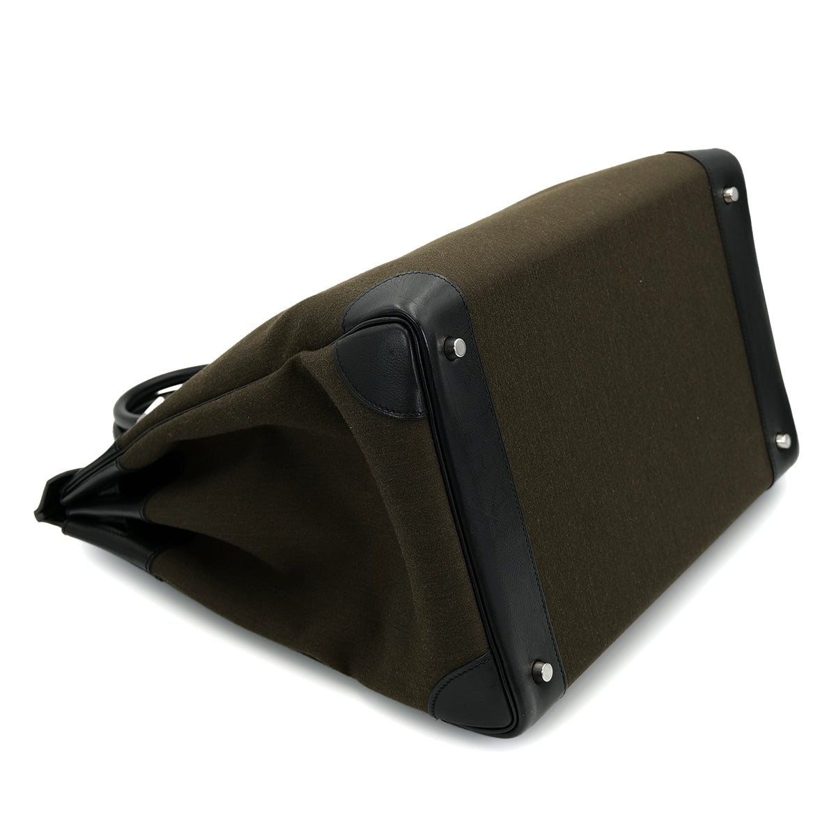 HERMES HAUT A COURROIES 40 BLACK VERT MAQUIS EVERCOLOR TOILE OFFICIER HAND BAG Z SHW 90301717