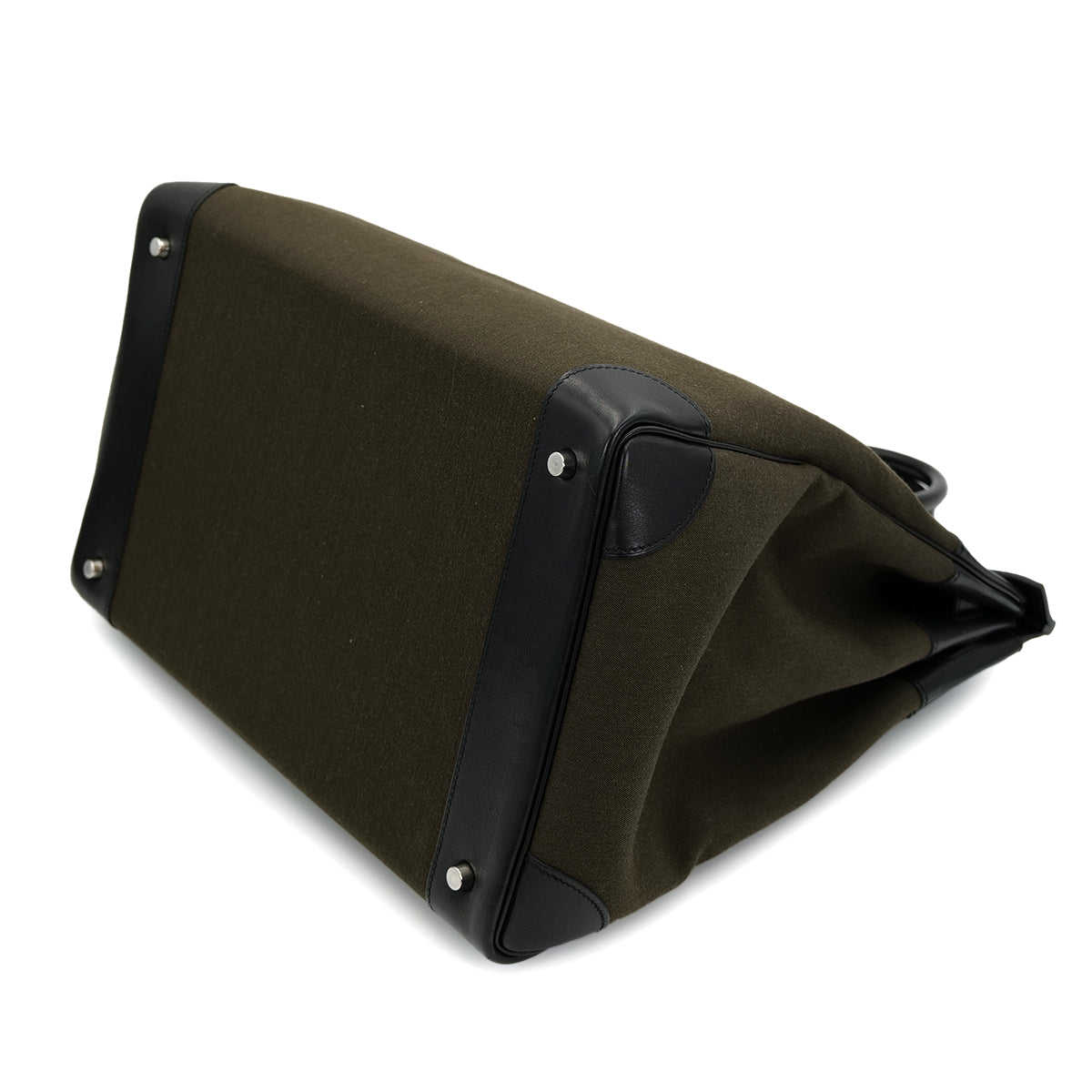 HERMES HAUT A COURROIES 40 BLACK VERT MAQUIS EVERCOLOR TOILE OFFICIER HAND BAG Z SHW 90301717