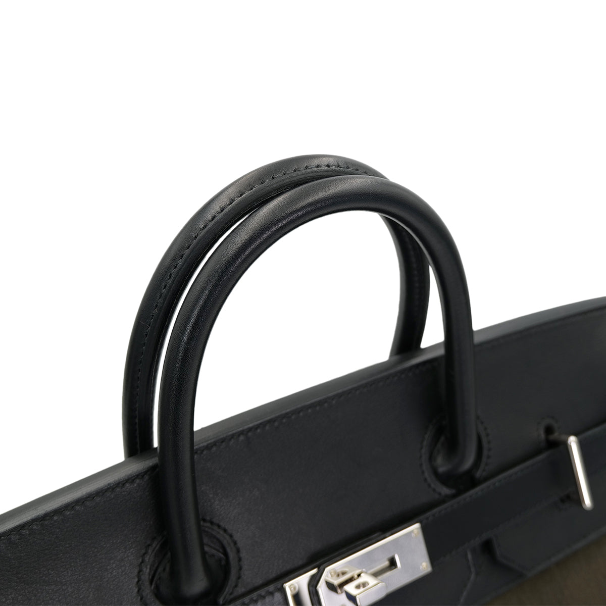 HERMES HAUT A COURROIES 40 BLACK VERT MAQUIS EVERCOLOR TOILE OFFICIER HAND BAG Z SHW 90301717