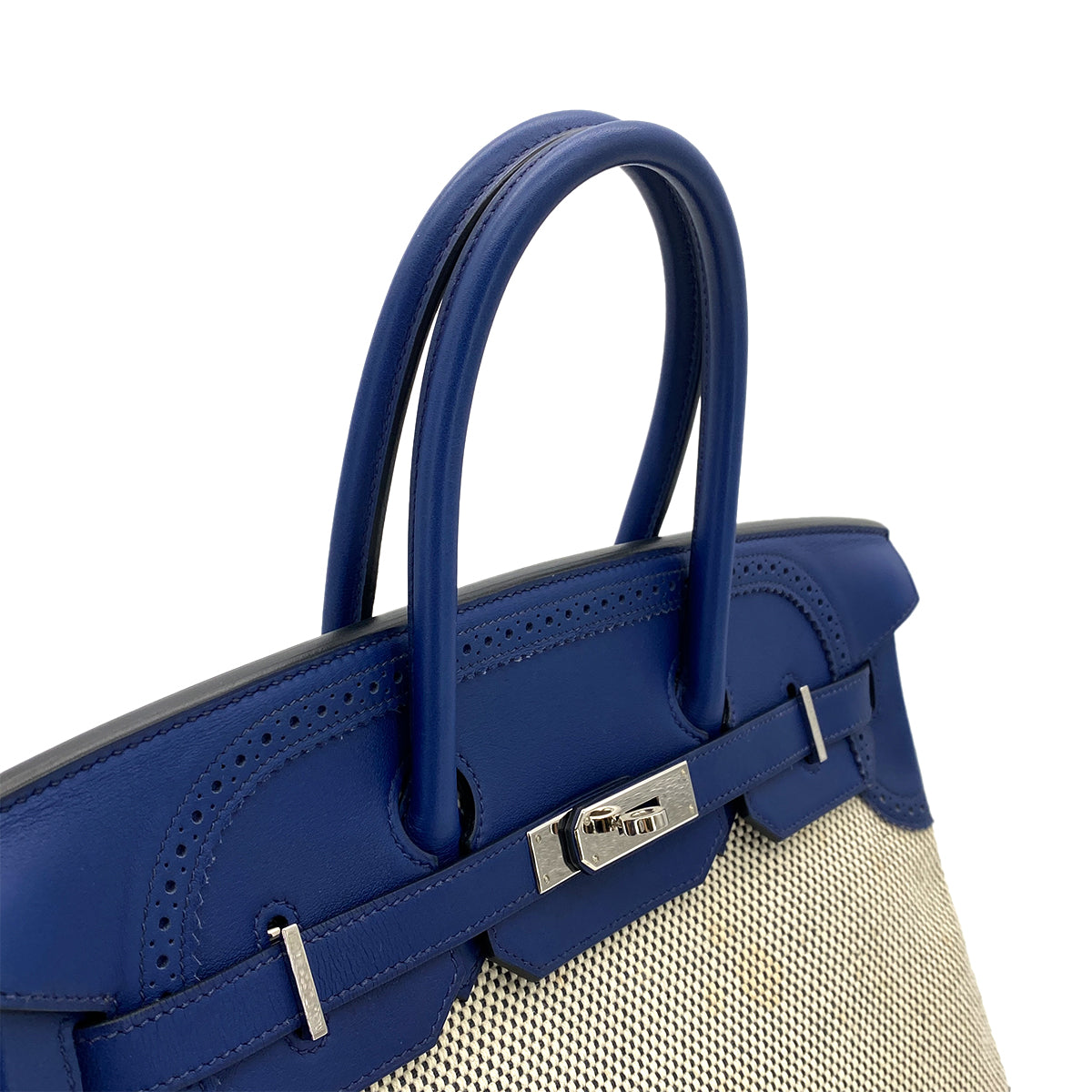 HERMES BIRKIN 35 GHILLIES BLUE SAPHIR SWIFT TOILE H HAND BAG R SHW 90301720