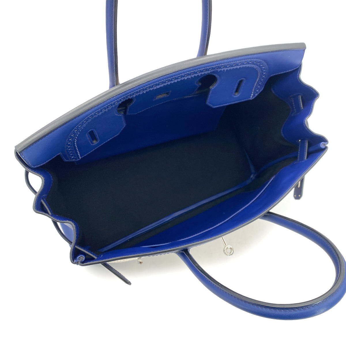 HERMES BIRKIN 35 GHILLIES BLUE SAPHIR SWIFT TOILE H HAND BAG R SHW 90301720