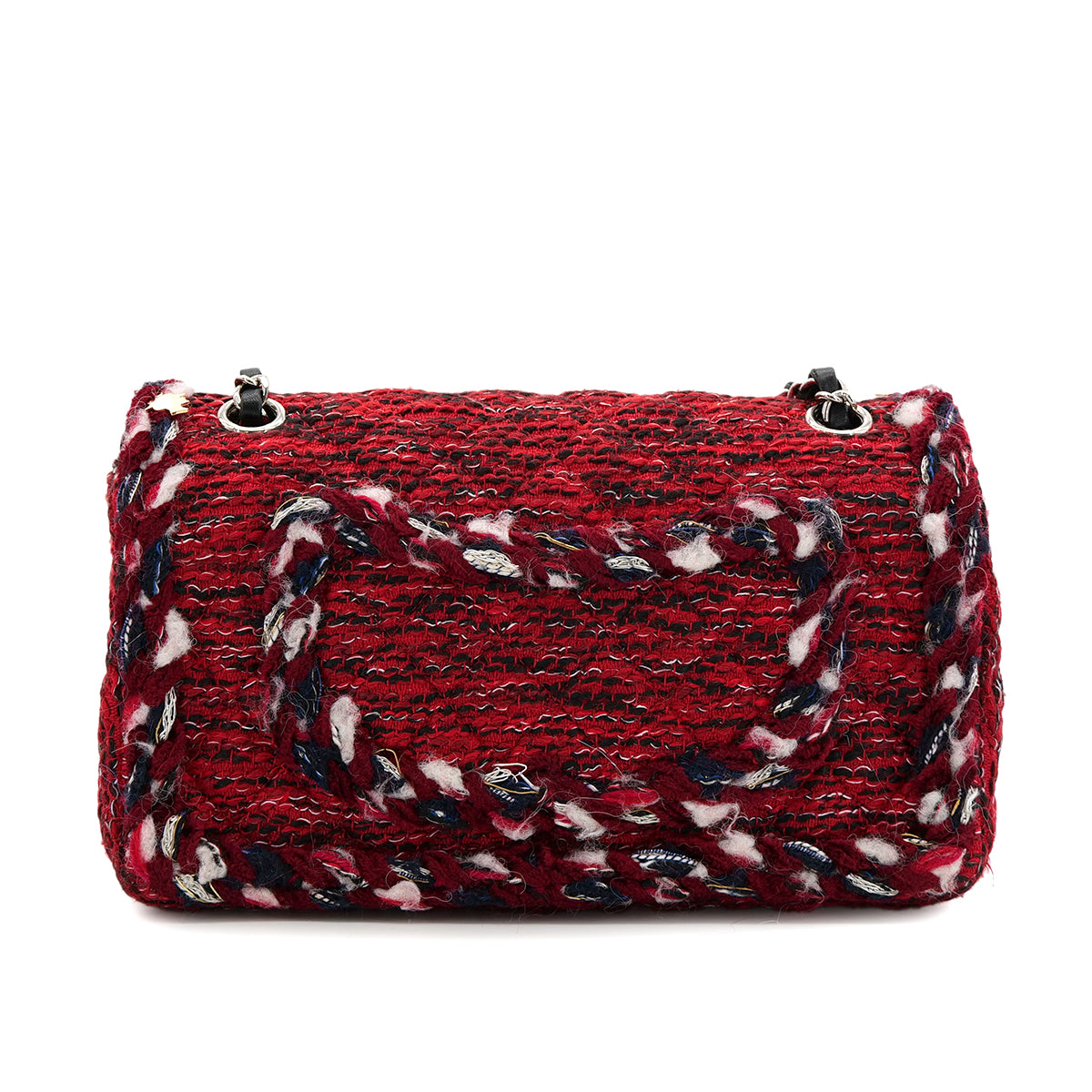 CHANEL MATELASSE CHAIN SHOULDER BAG RED TWEED ICON CHARM 90301722