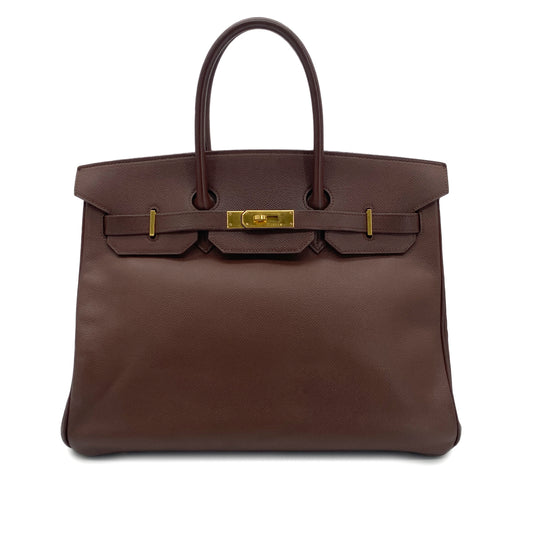 HERMES BIRKIN 35 HABANA COURCHEVEL HAND BAG □A GHW 90301723