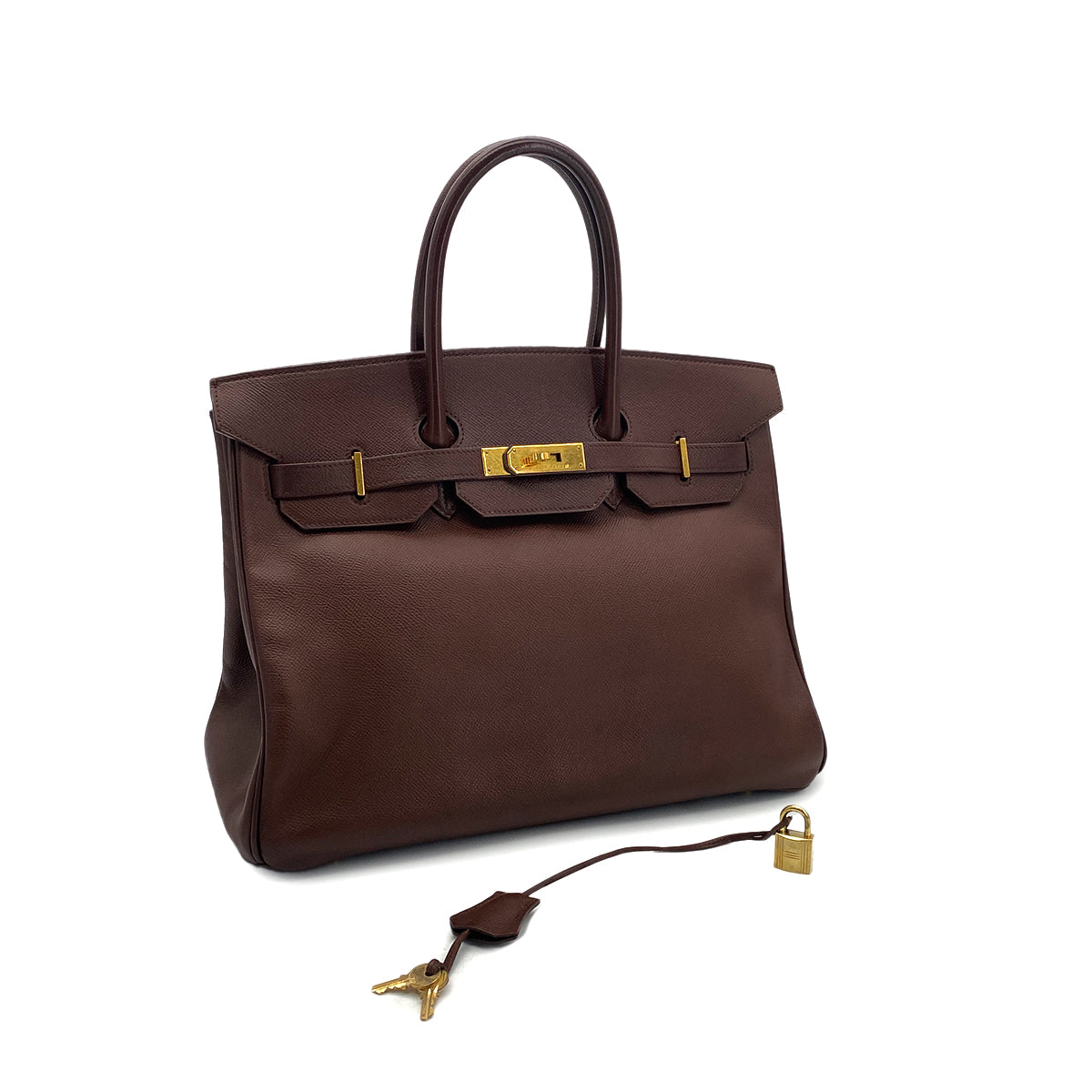 HERMES BIRKIN 35 HABANA COURCHEVEL HAND BAG □A GHW 90301723