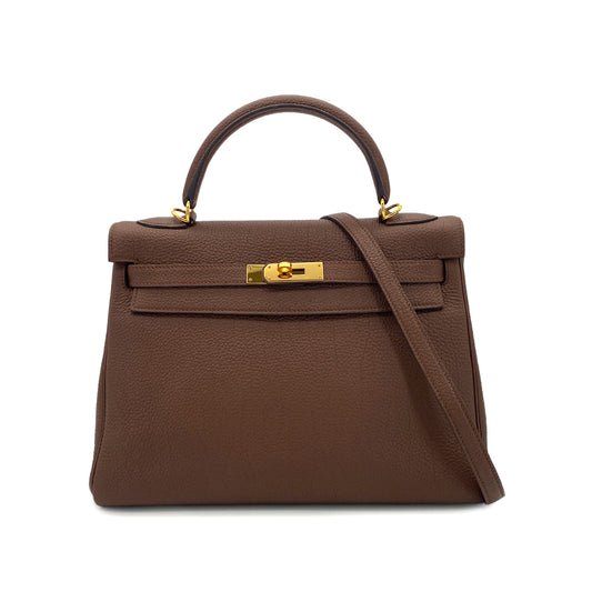 HERMES KELLY 32 RETOURNE BRULEE TOGO HAND SHOULDER BAG □R GHW 90301724