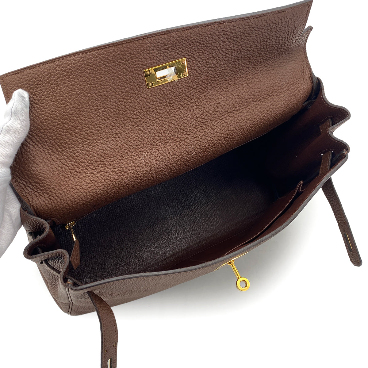 HERMES KELLY 32 RETOURNE BRULEE TOGO HAND SHOULDER BAG □R GHW 90301724