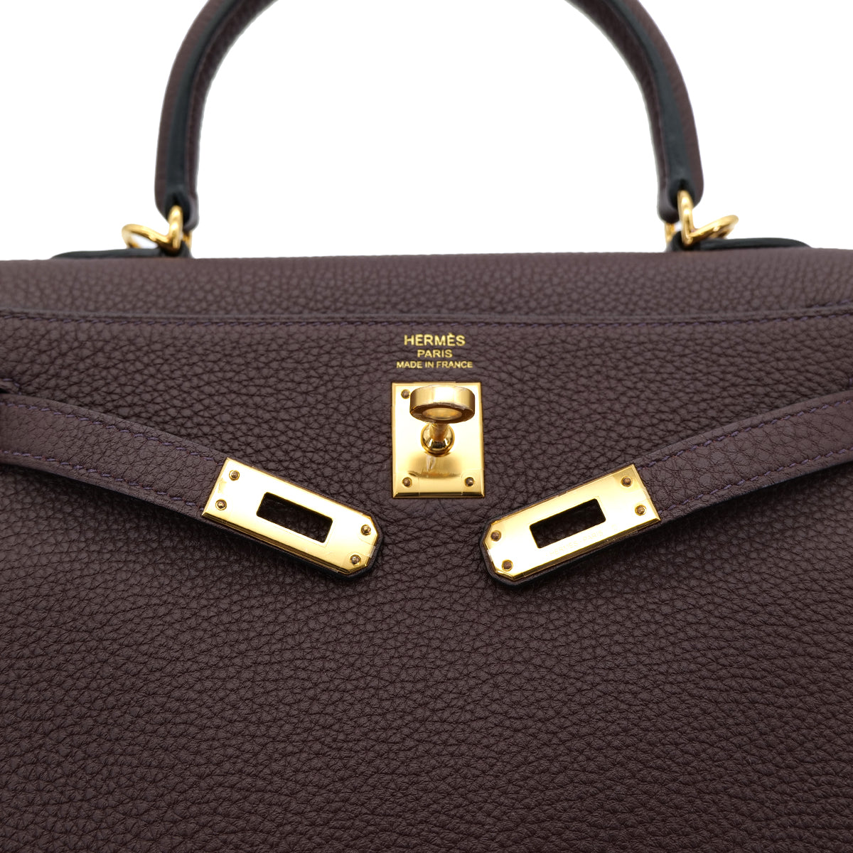 HERMES KELLY 25 RETOURNE ROUGE SELLIER TOGO HAND SHOULDER BAG B GHW 90301725