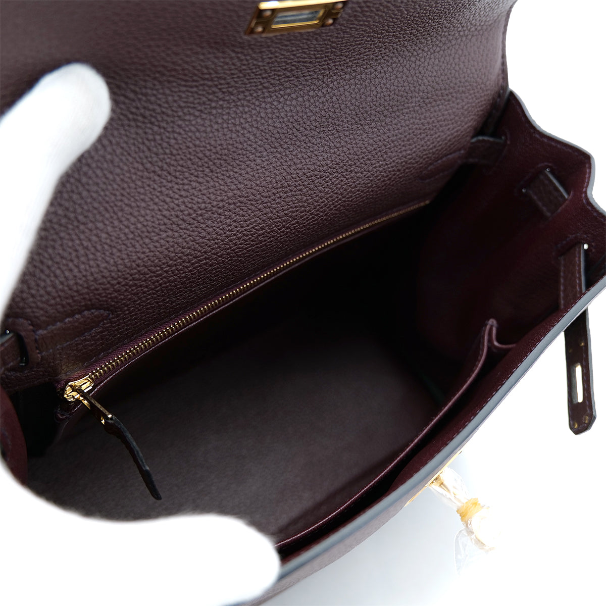 HERMES KELLY 25 RETOURNE ROUGE SELLIER TOGO HAND SHOULDER BAG B GHW 90301725