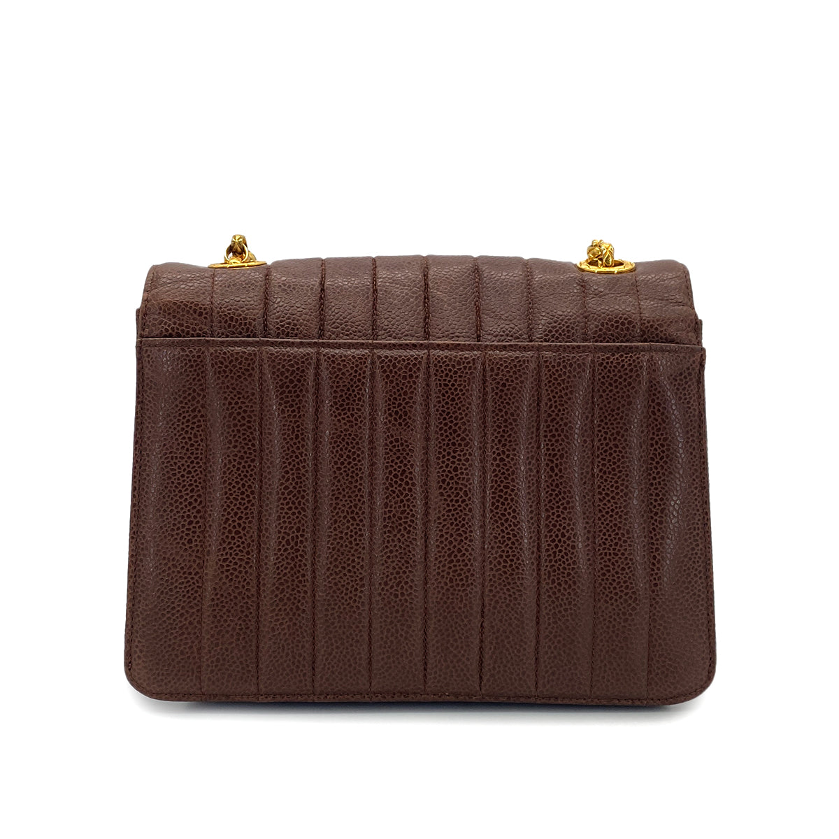 CHANEL VINTAGE MADEMOISELLE BIJOU CHAIN SHOULDER BAG BROWN CAVIAR SKIN 90301734