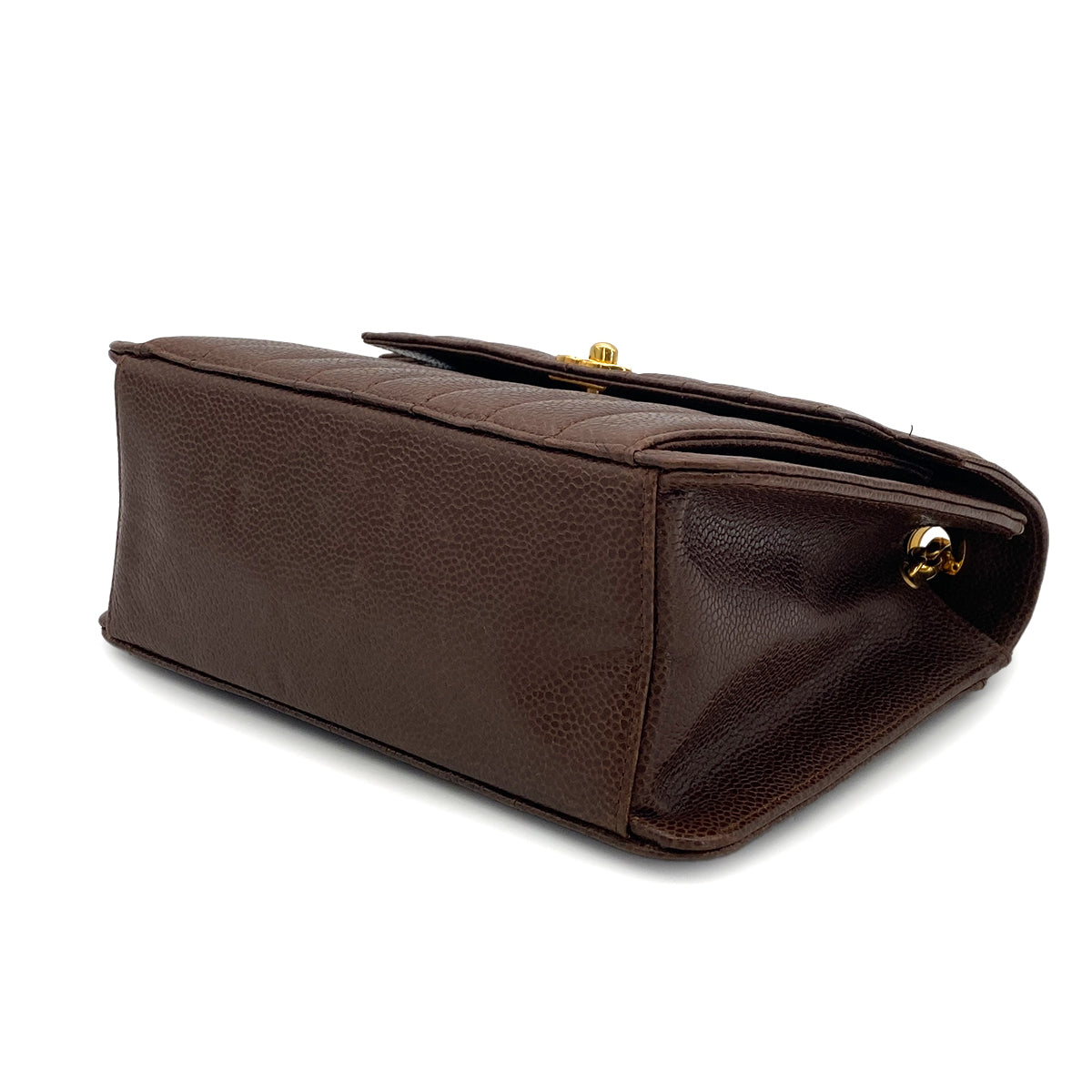 CHANEL VINTAGE MADEMOISELLE BIJOU CHAIN SHOULDER BAG BROWN CAVIAR SKIN 90301734