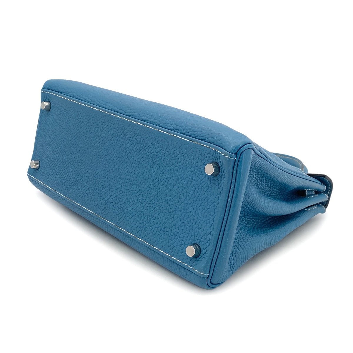 HERMES KELLY 28 RETOURNE BLUE JEAN TAURILLON CLEMENCE HAND SHOULDER BAG □J SHW 90301735