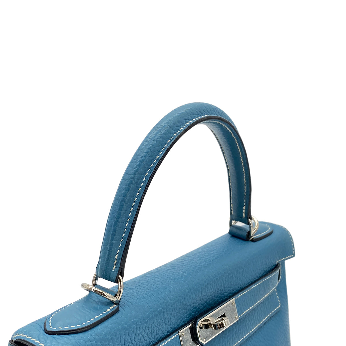 HERMES KELLY 28 RETOURNE BLUE JEAN TAURILLON CLEMENCE HAND SHOULDER BAG □J SHW 90301735
