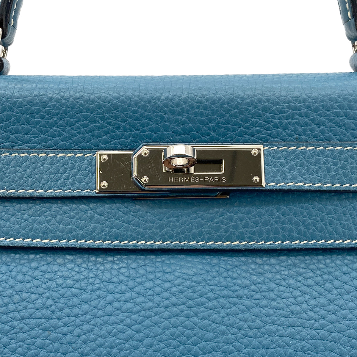 HERMES KELLY 28 RETOURNE BLUE JEAN TAURILLON CLEMENCE HAND SHOULDER BAG □J SHW 90301735