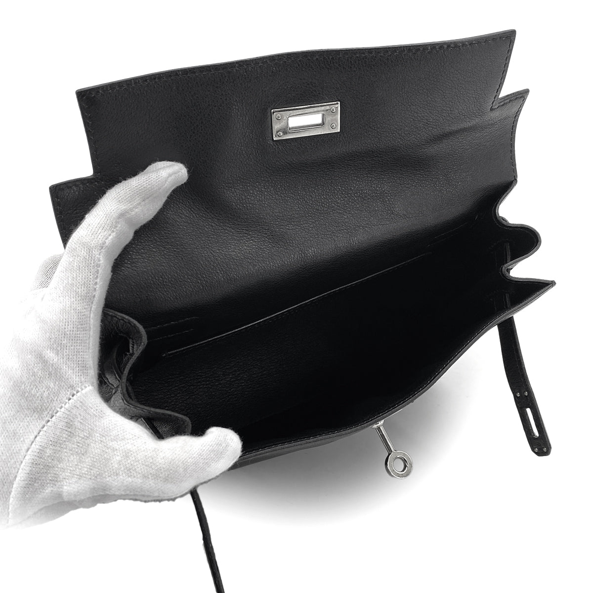 HERMES KELLY DANCE BLACK EVERCOLOR SHOULDER BAG □K SHW 90301737