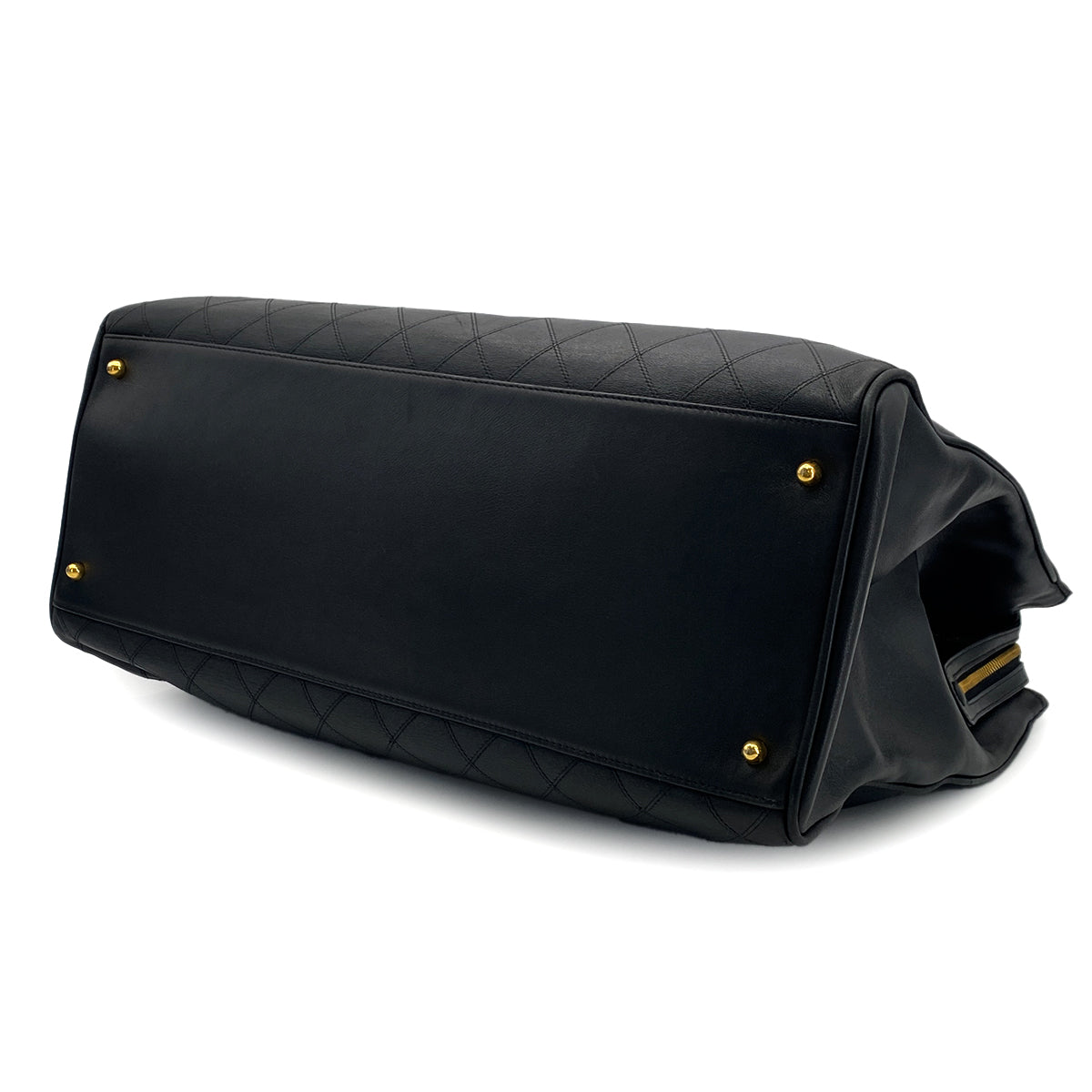 CHANEL VINTAGE SUPER MODEL BICOLORE CHAIN TOTE BAG BLACK LEATHER 90301740