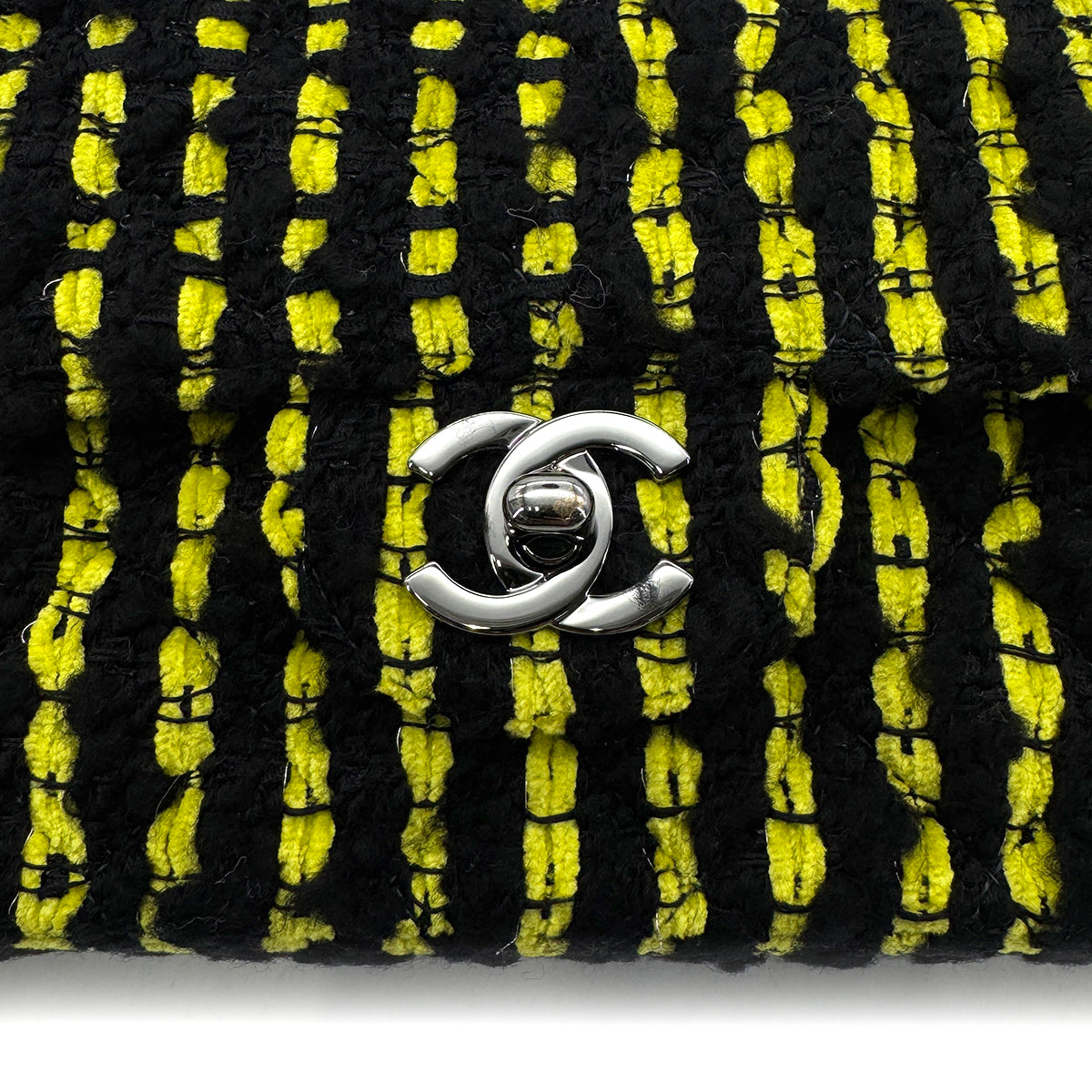 CHANEL MATELASSE CHAIN SHOULDER BAG BLACK YELLOW TWEED 90301743