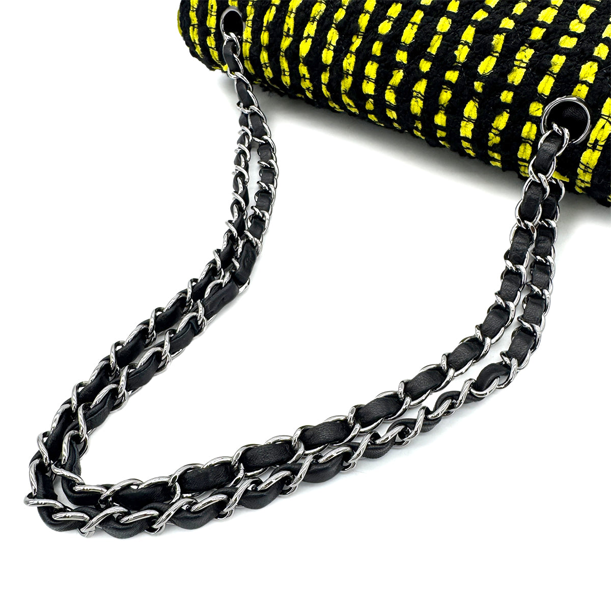 CHANEL MATELASSE CHAIN SHOULDER BAG BLACK YELLOW TWEED 90301743