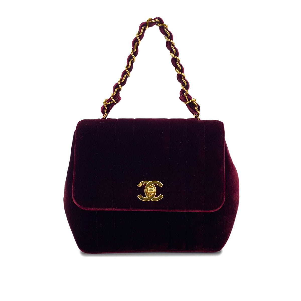 CHANEL VINTAGE MADEMOISELLE HAND BAG BORDEAUX VELOR 90301744