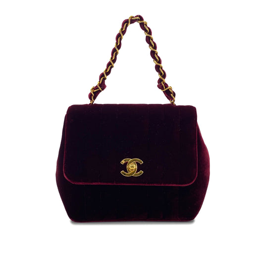 CHANEL VINTAGE MADEMOISELLE HAND BAG BORDEAUX VELOR 90301744