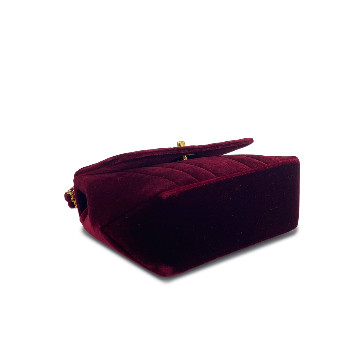 CHANEL VINTAGE MADEMOISELLE HAND BAG BORDEAUX VELOR 90301744