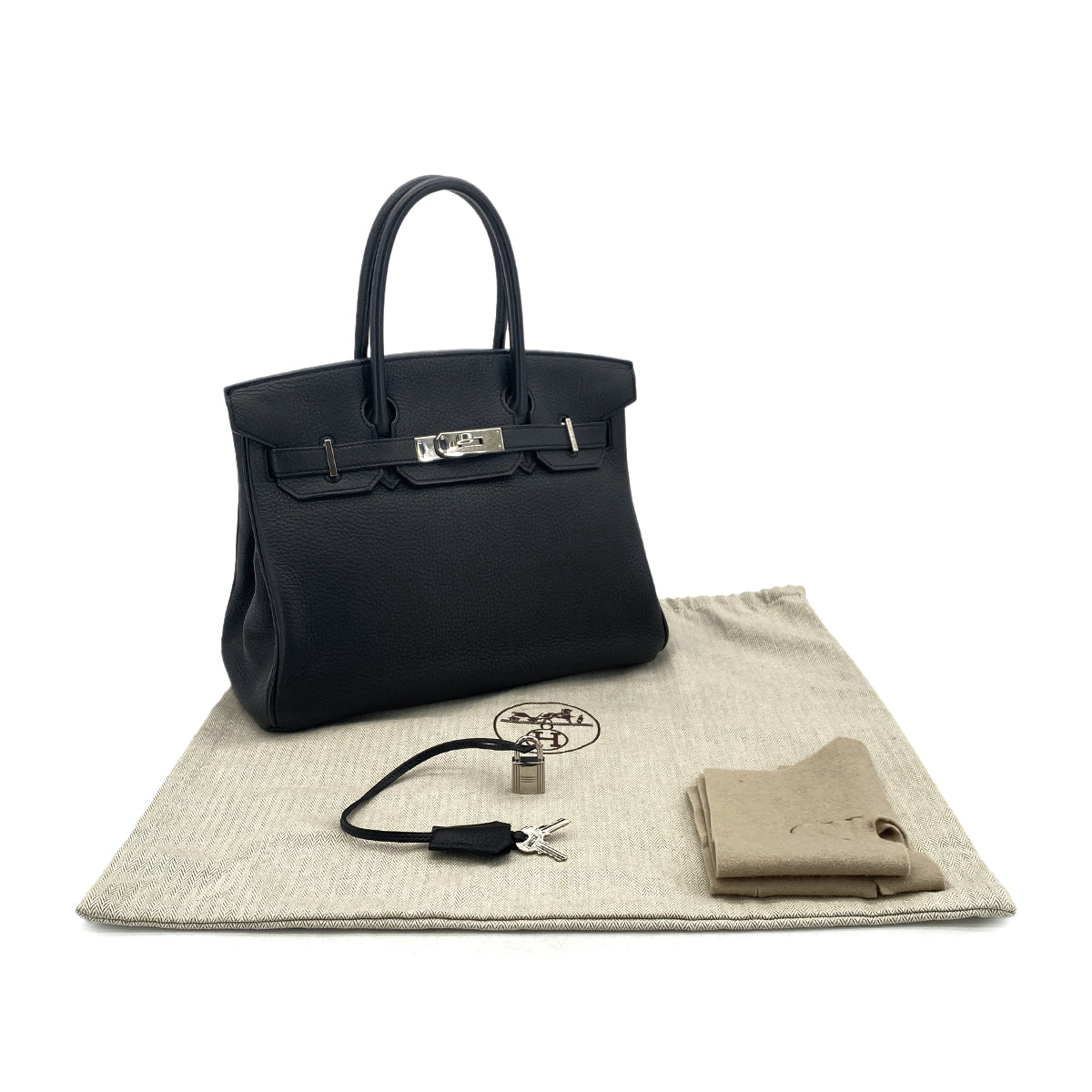 HERMES BIRKIN 30 BLACK TOGO HAND BAG □K SHW 90301746
