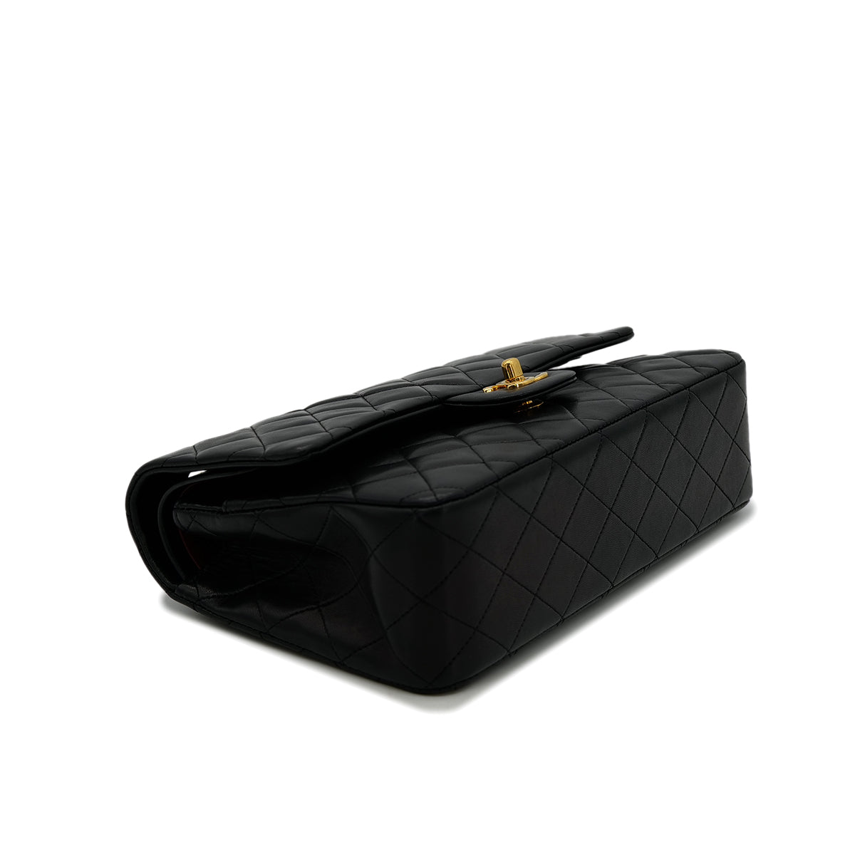 CHANEL VINTAGE CLASSIC FLAP MEDIUM CHAIN SHOULDER BAG BLACK LAMB SKIN 90301747