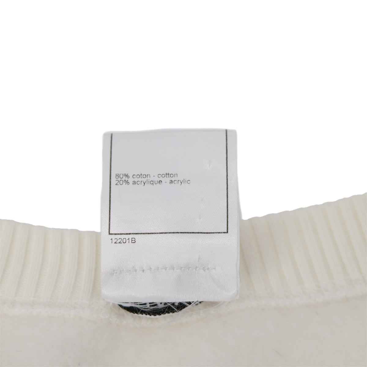 CHANEL MADEMOISELLE LONG SLEEVE SWEATSHIRT WHITE COTTON 42 01A RTW 90301749